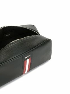Bally trousse de toilette en cuir à plaque logo