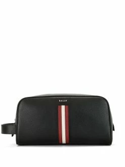 Bally trousse de toilette en cuir Ă plaque logo