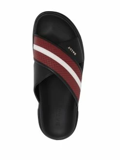 Bally claquettes rayées à plaque logo