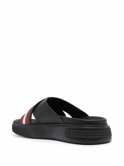 Bally claquettes rayées à plaque logo