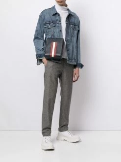 Bally sacoche en cuir grainé à détails rayés