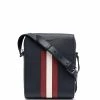 Bally sacoche en cuir grainé à détails rayés