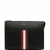 Bally pochette en cuir à bande rayée