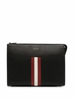 Bally pochette en cuir à bande rayée