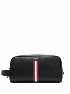 Bally trousse de toilette en cuir Ă plaque logo