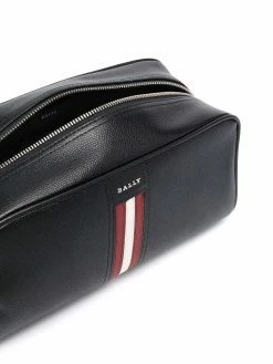Bally trousse de toilette en cuir à plaque logo