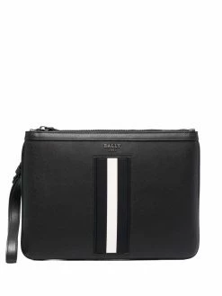 Bally pochette en cuir à détails rayés