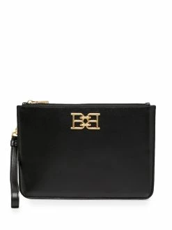 Bally pochette en cuir à plaque logo