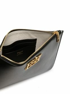 Bally pochette en cuir à plaque logo